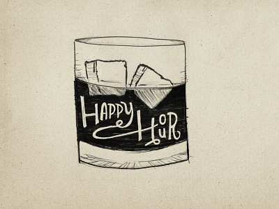 Happy Hour design handletter handtype ice cubes timweakland typography whiskey