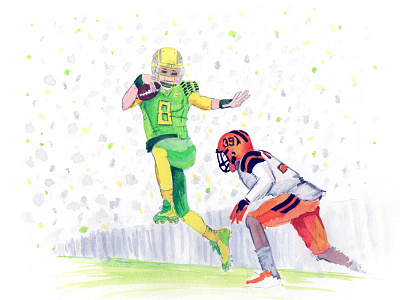 Mariota Heisman Dribbble civil war college football goducks heisman illustration marcus mariota painting tim weakland watercolor wtd