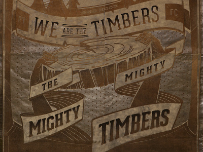 Portland Timber Flag design engraving fabric flag hand type leather lettering portland timbers soccer