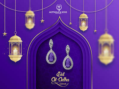 EId Jewellery Social Post advertising art branding candle creative creative design eid eid al adha eid mubarak festival festive graphic jewel jewelery jewels light marketing purple stars visual