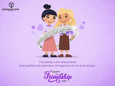 Friendship Day Creative advertising bangle beautiful girl beauty bond branding friends friendship friendship day girls graphic happiness heart illustration jewelery life lifestyle lifestyle brand social media vector