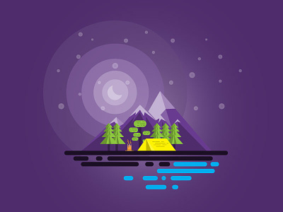 The camping night campfire camping flat graphics mountain night graphics