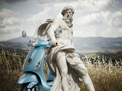 Vespa Piaggio art digital italy motorcycle statue vespa