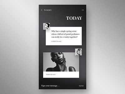 Daily UI - Direct Messaging app black chat direct messaging fashion mobile white