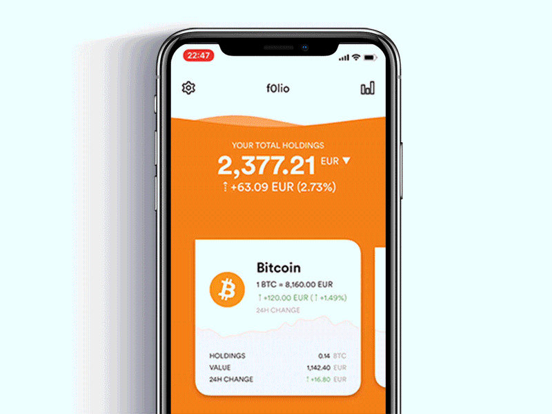 f0lio Cryptocurrency Portfolio app bitcoin crypto currency ethereum mobile
