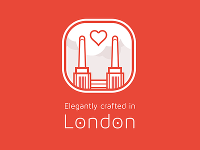 Elegantly Crafted In London battersea power station crafted icon illustration london red vector