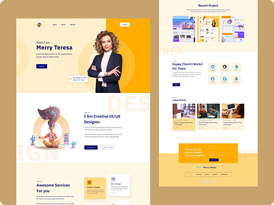 Personal Portfolio Website Design. branding creative designer freelancer illustration personal resume clean webpage website