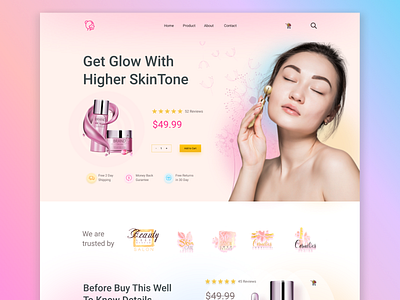 Beauty Store E-commerce Landing Page beauty beauty app beauty landing page beautysalon branding cosmetics e commerce fashion blogger fashion landing page girl landing page shopify uidesign uiux website design