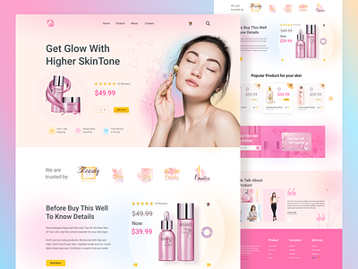 Beauty Store E-commerce Landing Page beauty shop brand branding cosmetic fashion freebie girls interface make up minimal product shop uidesign uiux uxdesign web