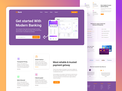 Bank Website Landing Page bank banking clean figma finance financial fintech landing page mastercard minimal ui ux visa card web design website