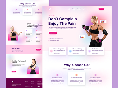 Fitness Club Workout Web UI bodybuilding branding coach fitness fitness club gym health homepage lifestyle minimal training typography ui ux ux design webdesign website weightloss workout yoga