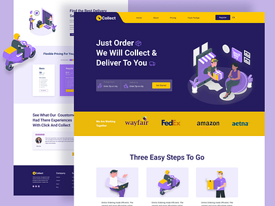 Delivery Landing Page Design. business clean company courier deliver delivery app delivery service delivery website food delivery illustraion landingpage order package parcel postal shipping tracking uidesign website website design