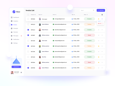 Invoice List Web App application clean ui client dashboard design interface invoice invoice list list purchase table workflow