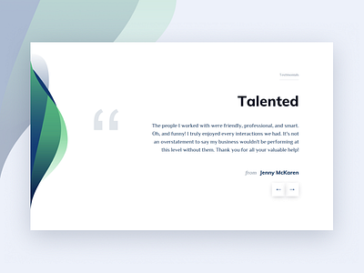 Website Testimonial - Koval Williamson bold gradient pattern slider testimonial