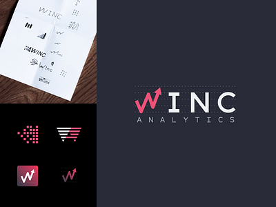 Logo branding design • Winc Analytics analytics graph icon logo sketch mark marketing pixels symbol trend