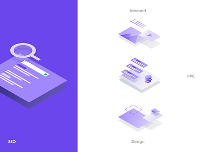Marketing illustrations • Fannit 3d coins content gradients icons image inbound isometric ppc search seo shaded ux video web design