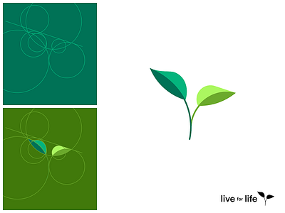 Flat geometric logo • Life for Life branding circles clean colorful creative flat geometry green illustration leaf logo plant simple stem vector