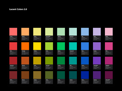 Color palette • Lucent UI kit bold brand branding bright cmyk colorful dark design system figma pantone pattern library print swatch