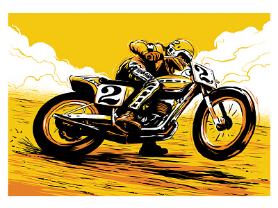Roberts Dribbble illustration motorcycle print riding