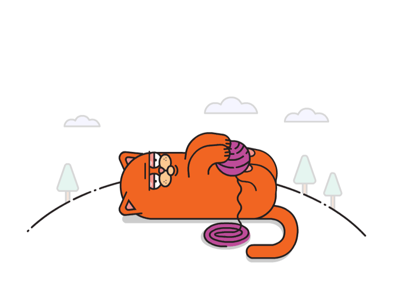 scepticat VS yarn ball animation cat character flat illustration motion vector