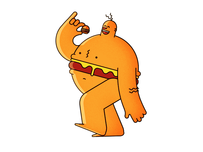The Happy Cannibal Burger Dude 2d after effects animation burger gif walk cycle
