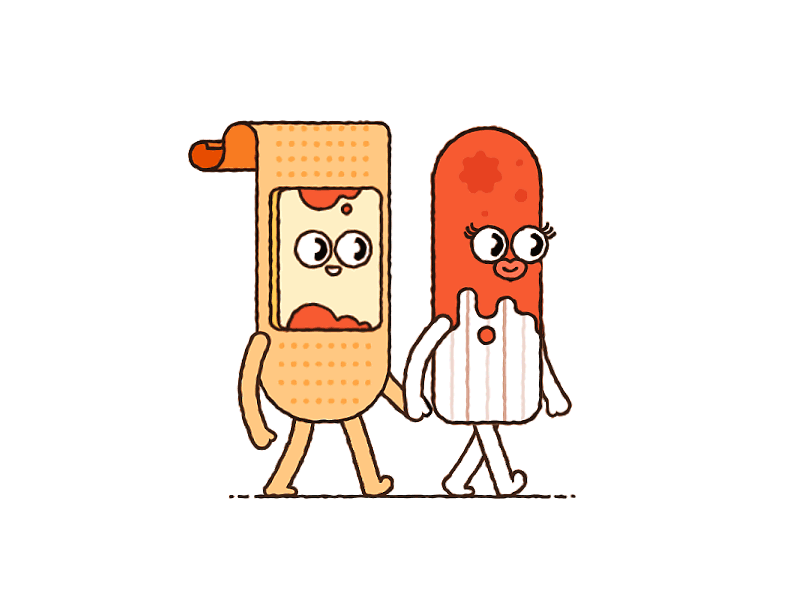 Soulmates 2d ae animation band aid couple cute gross tampon walk walk cycle