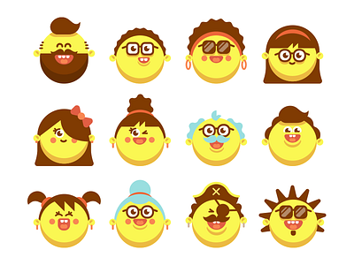 Happy Avatars 2d avatars cute emoji happy illustration smile vector