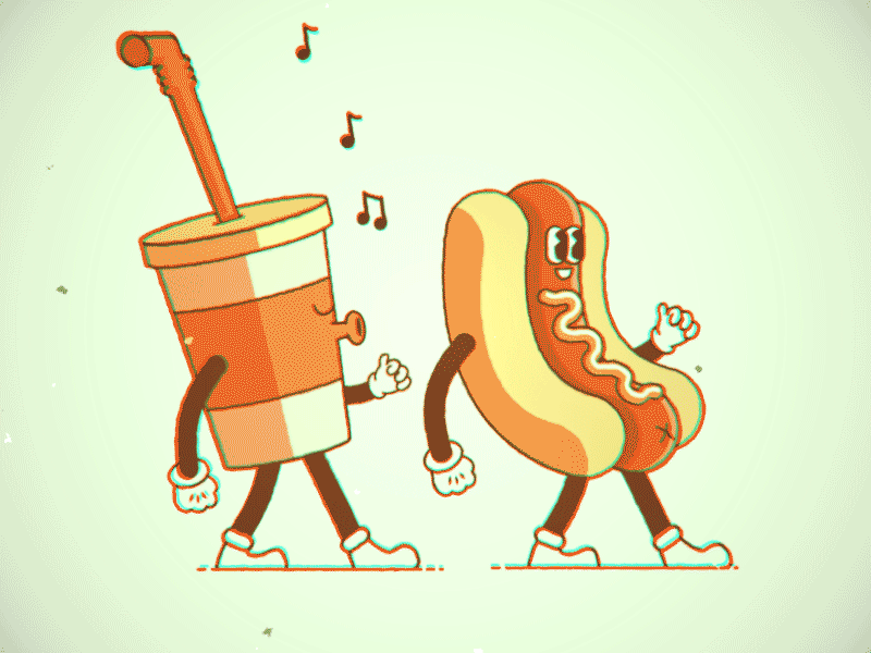 The Ultimate Duo 2d after effects animation cartoon drink happy hot dog old retro rubberhose walk cycle whistle