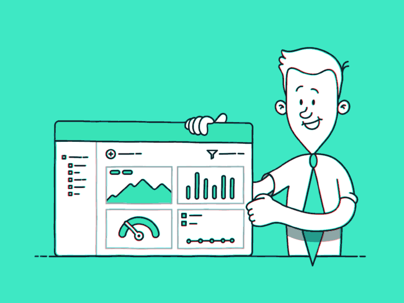 Tom the analytics dude 2d ae analytics animation character dashboard