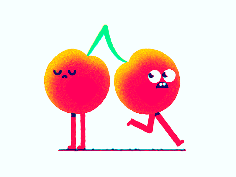 Sibling rivalry 2d animation cherry cute family fruit run cycle running siblings