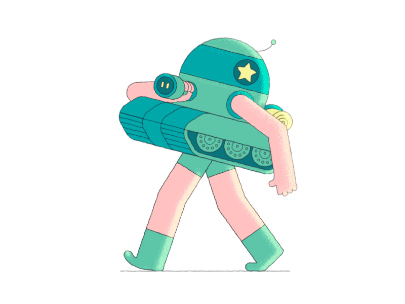 Tank top rubberhose walk cycle tank animation gif after effects 2d