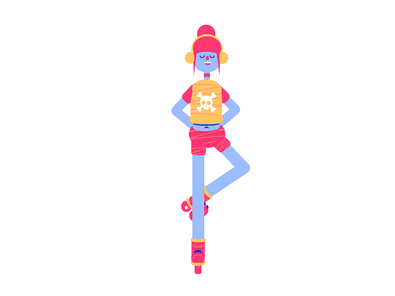 Roller Girl 3d after effects animation character design element 3d gif girl skates skating