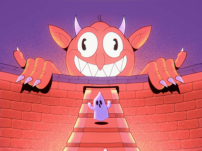Escalator to Hell 2d 2d animation after effects cartoon cuphead devil ghost hell retro vintage