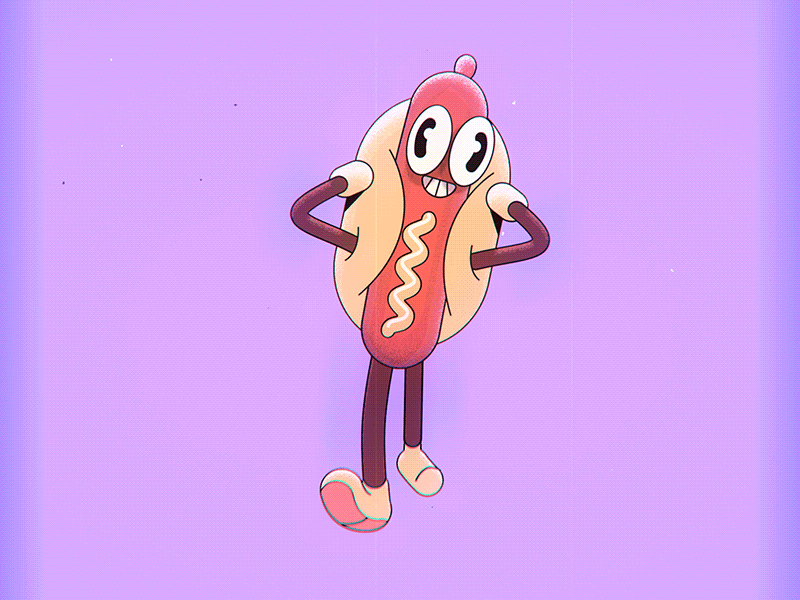 Derpy Hot Dog 2d aftereffects animation front walk gif hot dog retro rubberhose vintage walk cycle