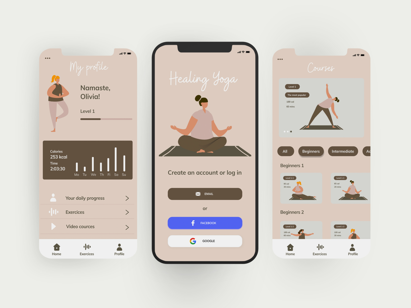 Healing Yoga App UI by Iryna Nováková on Dribbble