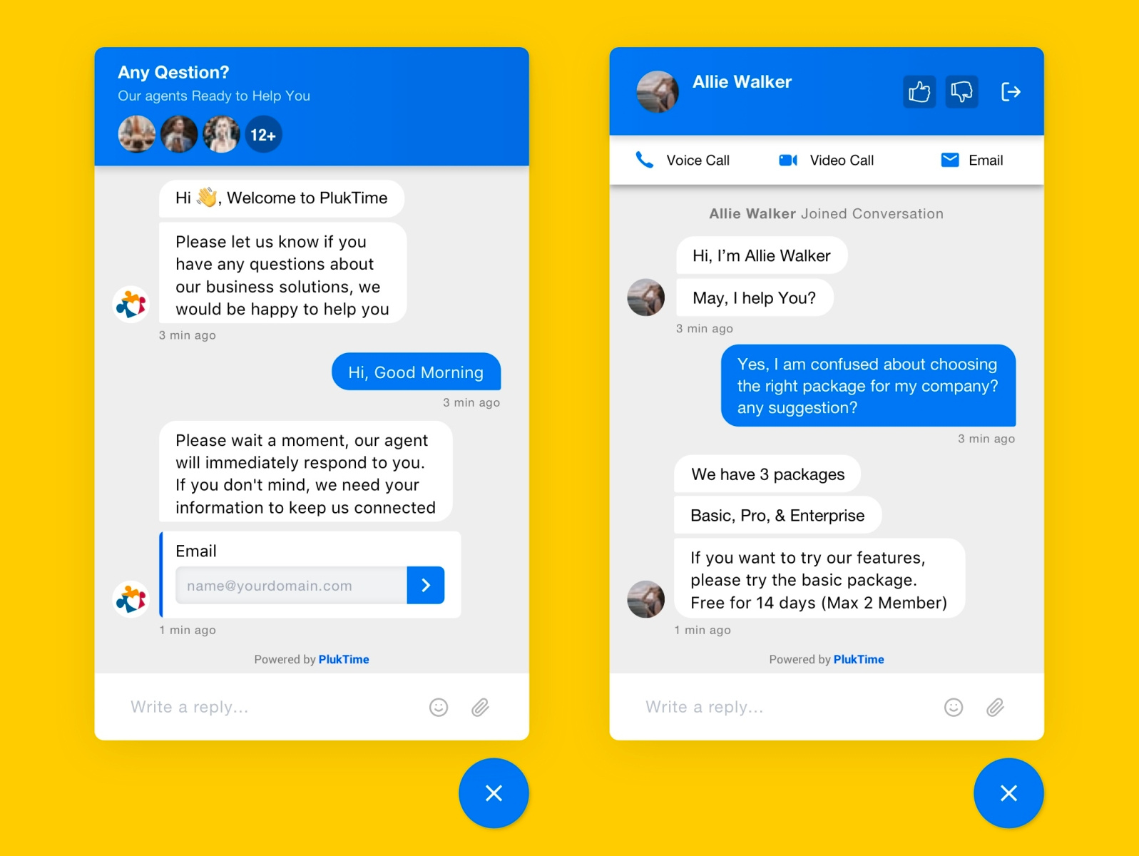 UI Widget for Live Chat - PlukTime Apps by Zainal Muttaqin on Dribbble
