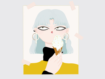Ice Cream Eater accessory artwork character colorful cool girl digital art digital painting illustration