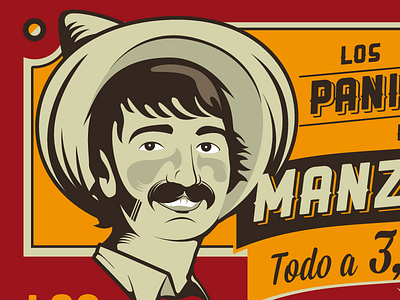 El Manzito brown character food illustration illustrator man mexican mexico mustache red tex vector yellow