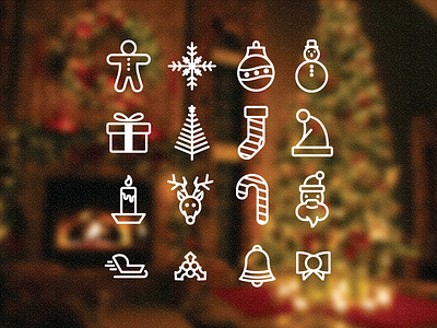 Christmas Icons ball candle candy christmas gift ginger hat icons reindeer santa sledge tree