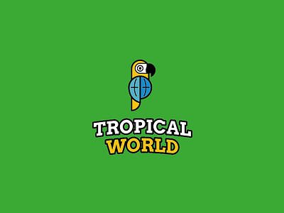 Tropical World ai bird brand design globe green illustrator logo parrot tropical vector world