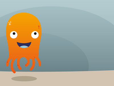 Octopus animal character illustration logo octopus orange sea vector