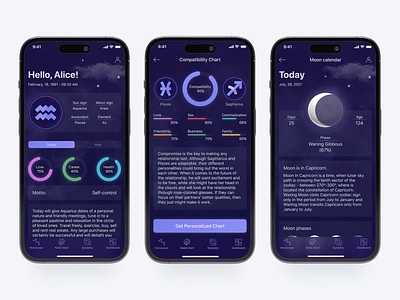 Horoscope Mobile App app application design horoscope ios stars ui ux zodiac