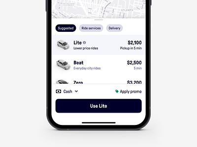 Beat | Service list car design interface iphone minimal taxi ui ux
