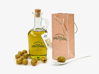 Yummy Olives identity logo oil olives package spoon