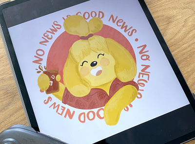 Isabelle island updates - Animal Crossing acnh animal character animal crossing animal icon animal illustration animals badge character colour dogs drinks hand drawn hand lettering illustration kids illustration lettering logo news type typography