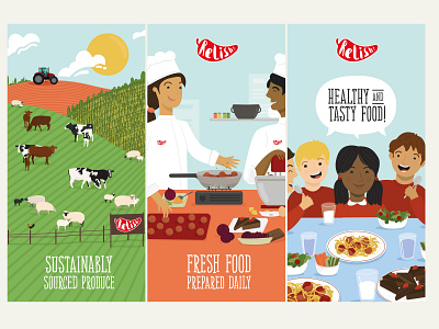 Relish School Catering Graphic Environment Illustrations