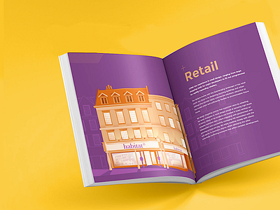 CPMG Brochure Spread - Retail architecture brochure colour contrast graphic illustration layout retail texture type vector