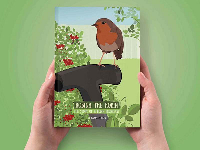 Robina Robin Book Cover birds book cover children childrens book garden illustration leaves nature robin type vector