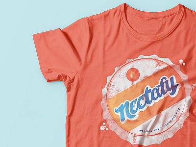 Sweet Necta T-shirt bottletop brand coral graidient illustration logo mock up promotional t shirt vintage