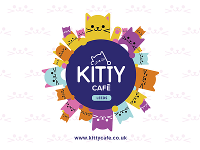 Kitty Cafe Merch branding cafe cats colour illustration kitty logo pattern tote bag vector